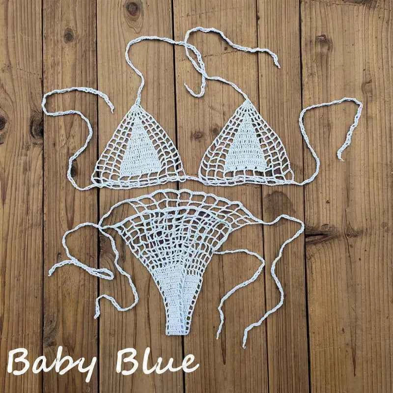 Handmade Crochet Mini Bikini Set Sexy Beach Micro-Swimsuit Sundress - Women's Swimwear
