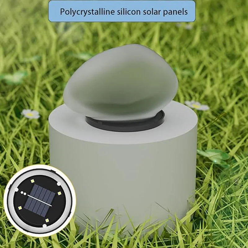 Solar Garden Lights Outdoor Waterproof Pebble Cobble Stones 2 Pack Changing LED Landscape Night Lights for Courtya,Paths,Stairs