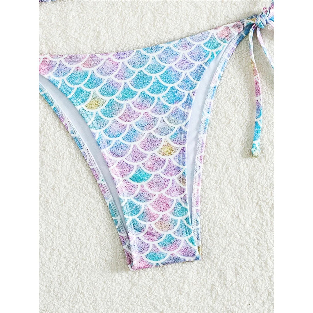 XS - L Printed Halter High Leg Cut Bikini Women Swimwear Female Swimsuit Two-pieces Bikini set Bather Bathing Suit Swim K5302