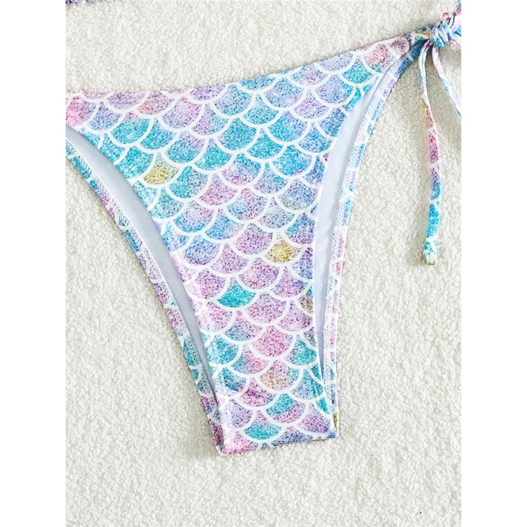 XS - L Printed Halter High Leg Cut Bikini Women Swimwear Female Swimsuit Two-pieces Bikini set Bather Bathing Suit Swim K5302