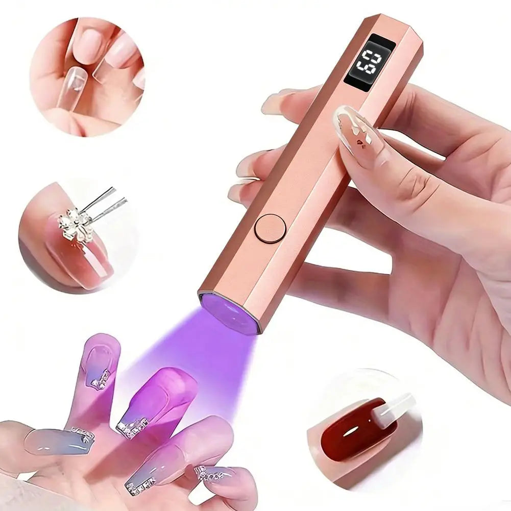 Portable Mini UV Light for Gel Nails, Handheld Cordless UV Nail Lamp with LCD Display,Rechargeable for Gel Polish Home DIY Salon