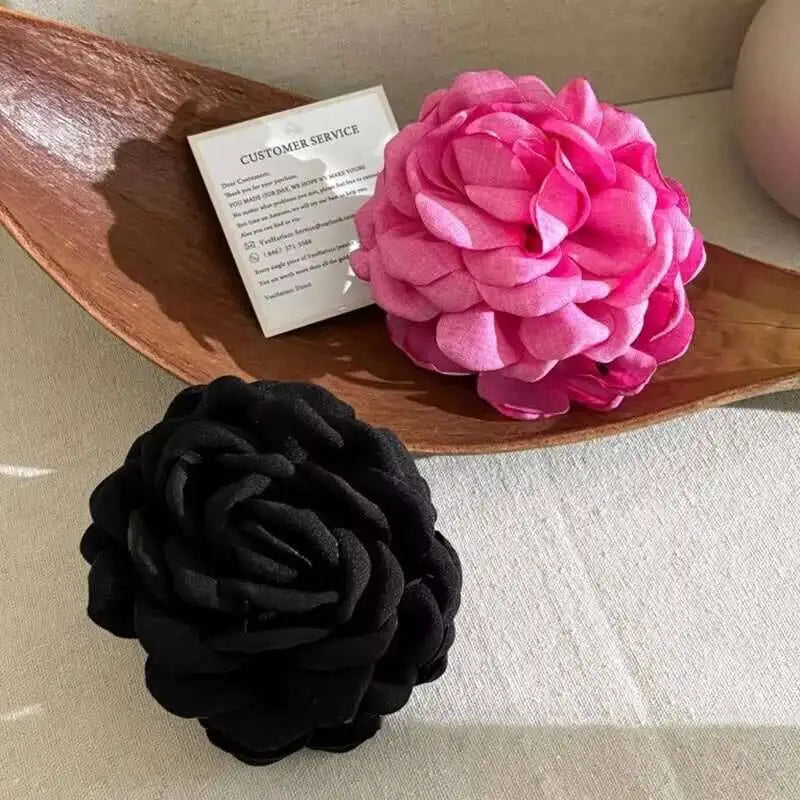 9cm Large Flower Hair Barrettes French Crab Claw For Women Hair Accessories Korean Back Of Head Shark Clip Girls Gifts