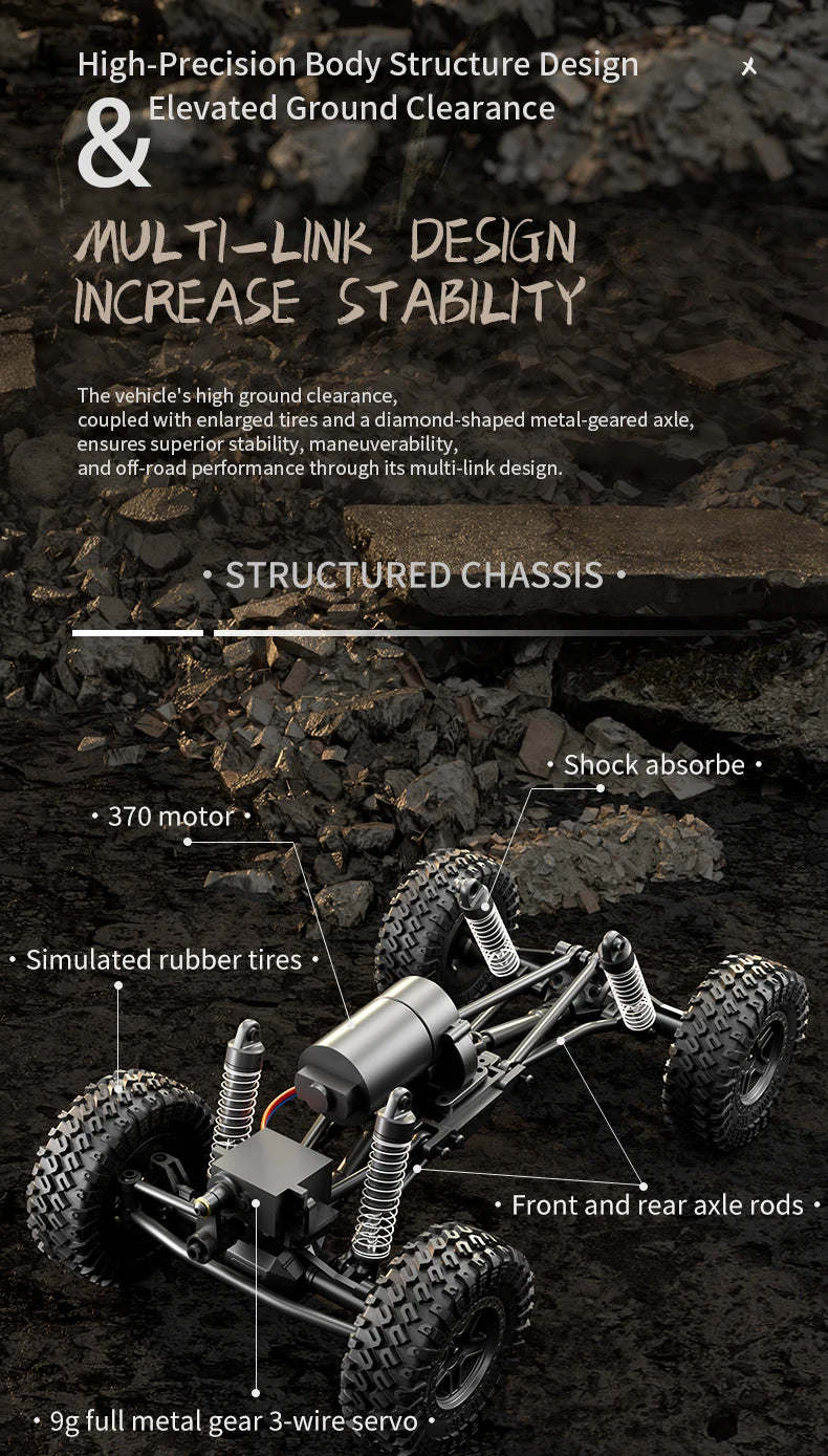 1/18 RC Climbing Car 4WD Off-road Remote Control Vehicle RTR Rock Crawler Big-wheel 4x4 Electric Truck Model Toys for Kids