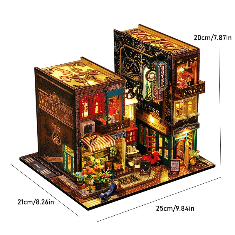 DIY Wooden Dollhouse Mini Building Kit Handmade Doll House Case Model 3D Puzzle Assembly With Furniture Toys For Christmas Gifts
