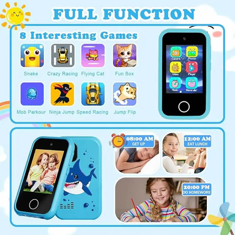 Digital Camera Kids Smart Phone MP3 Player Camera Toys Toys for Girls Touchscreen Unicorn Baby Mobile Educational Boys Age 3-8