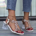 2024 Summer Rhinestone Butterfly Sandals, New Crystal and Fashion Transparent High Heels, Casual Street Women's Shoes