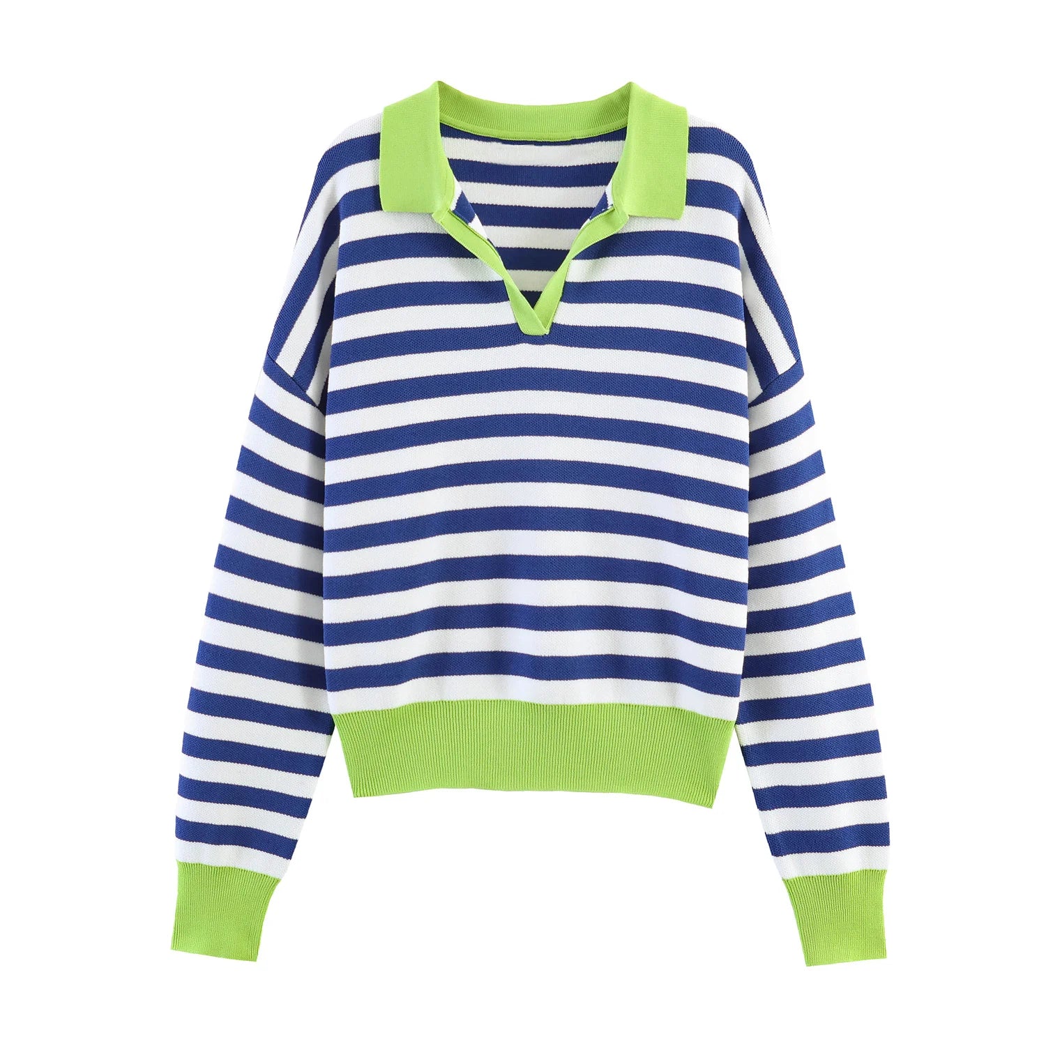 Nlzgmsj 2025  Autumn High Street Chic Women Striped Knitted  Sweaters Women Full Sleeve Vintage Style Tops