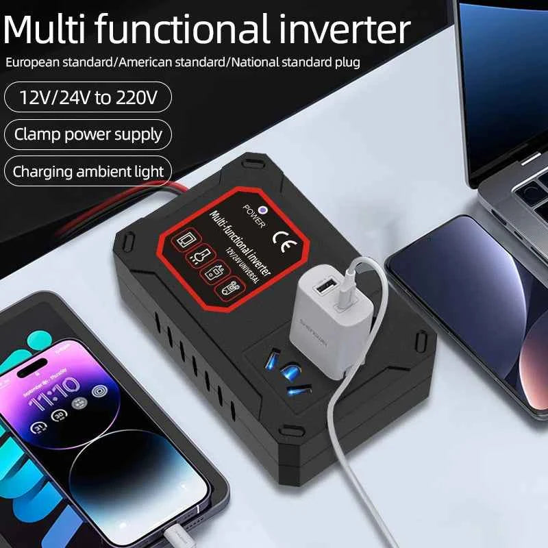 200W Car Power Inverter 12V/24V to 220V AC Converter