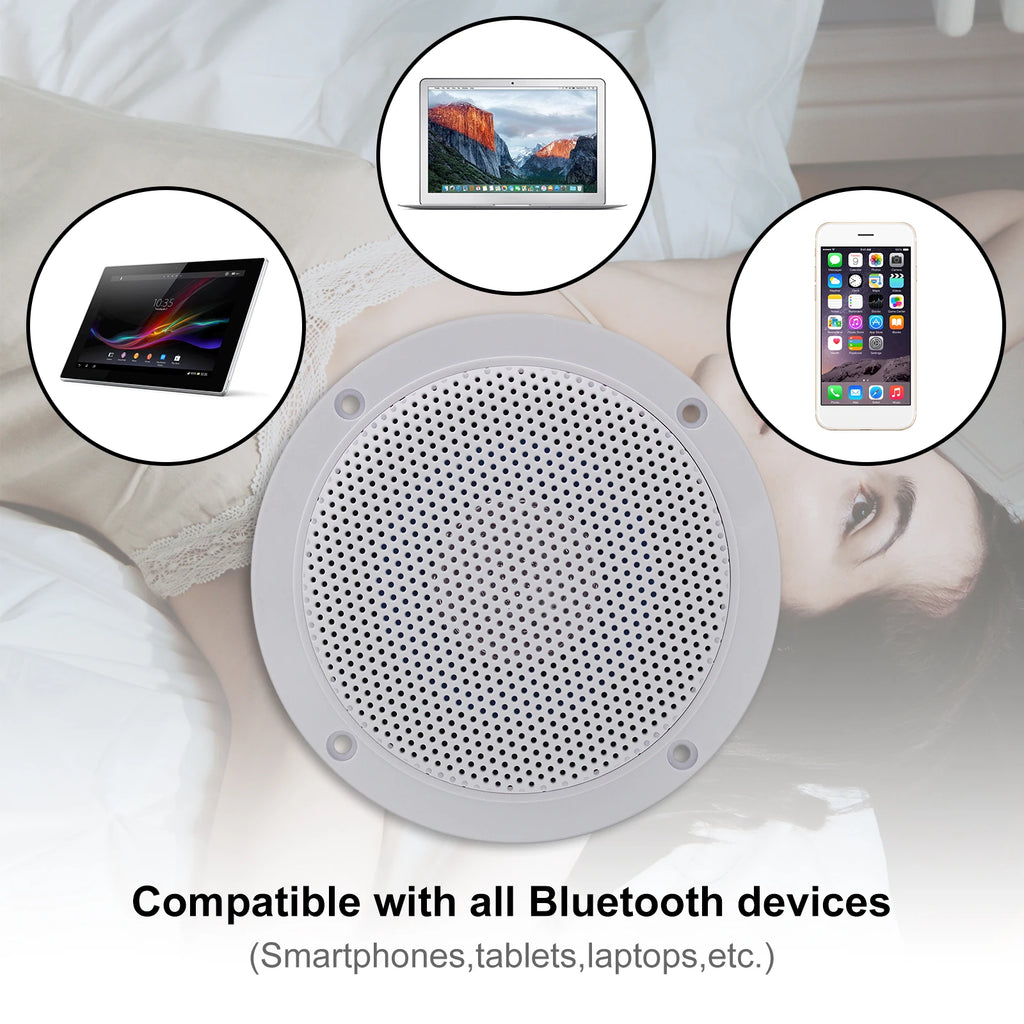 Herdio 4 Inch Ceiling Bluetooth Speakers Water Resistant 160W Marine Speakers For Bathroom Kitchen Home Outdoor Camper 2PCS