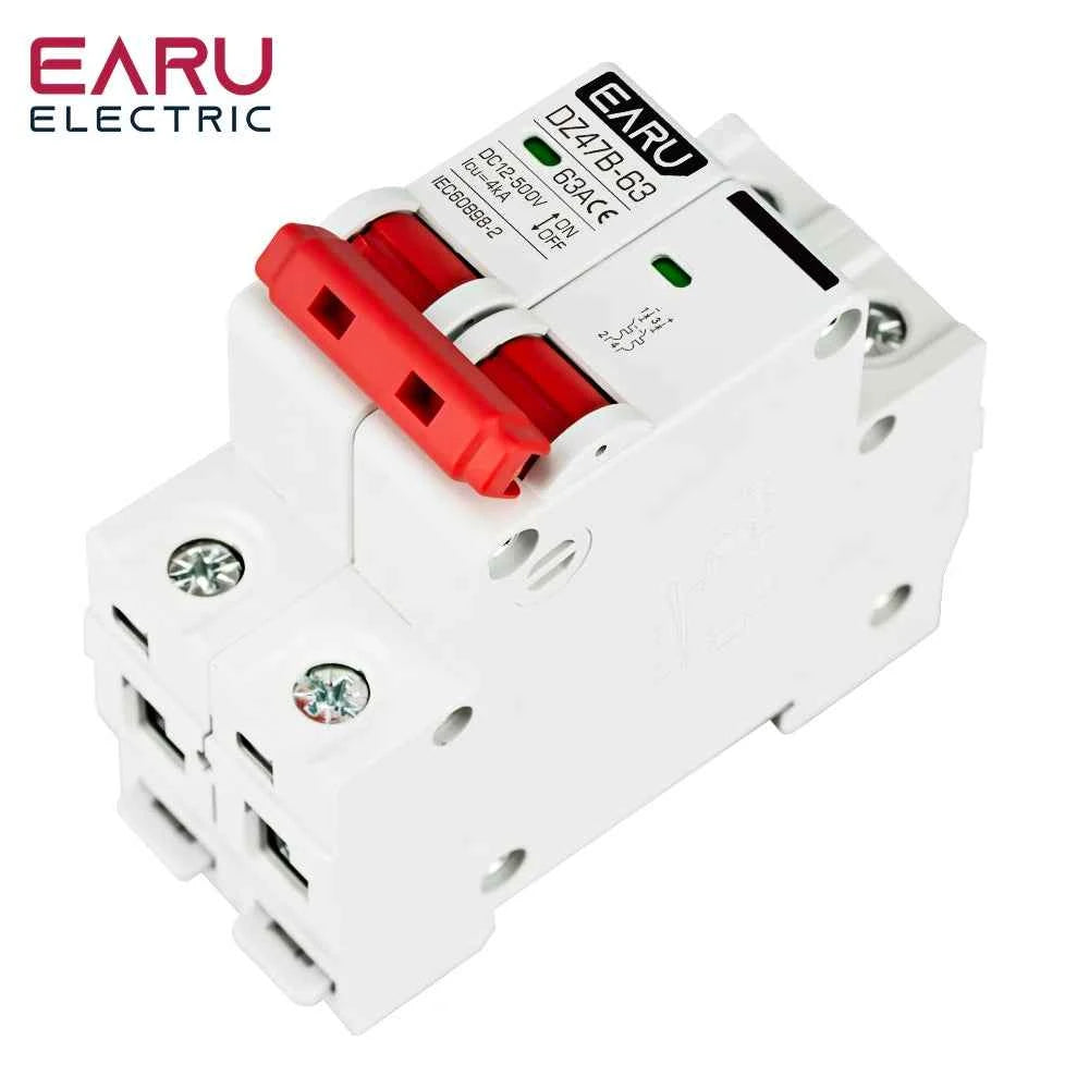1P 2P DC MCB 12V 24V 48V Circuit Breaker Battery Car Protector DZ47 DC Positive Negative Pole Rotection  Protect Switch Isolator
