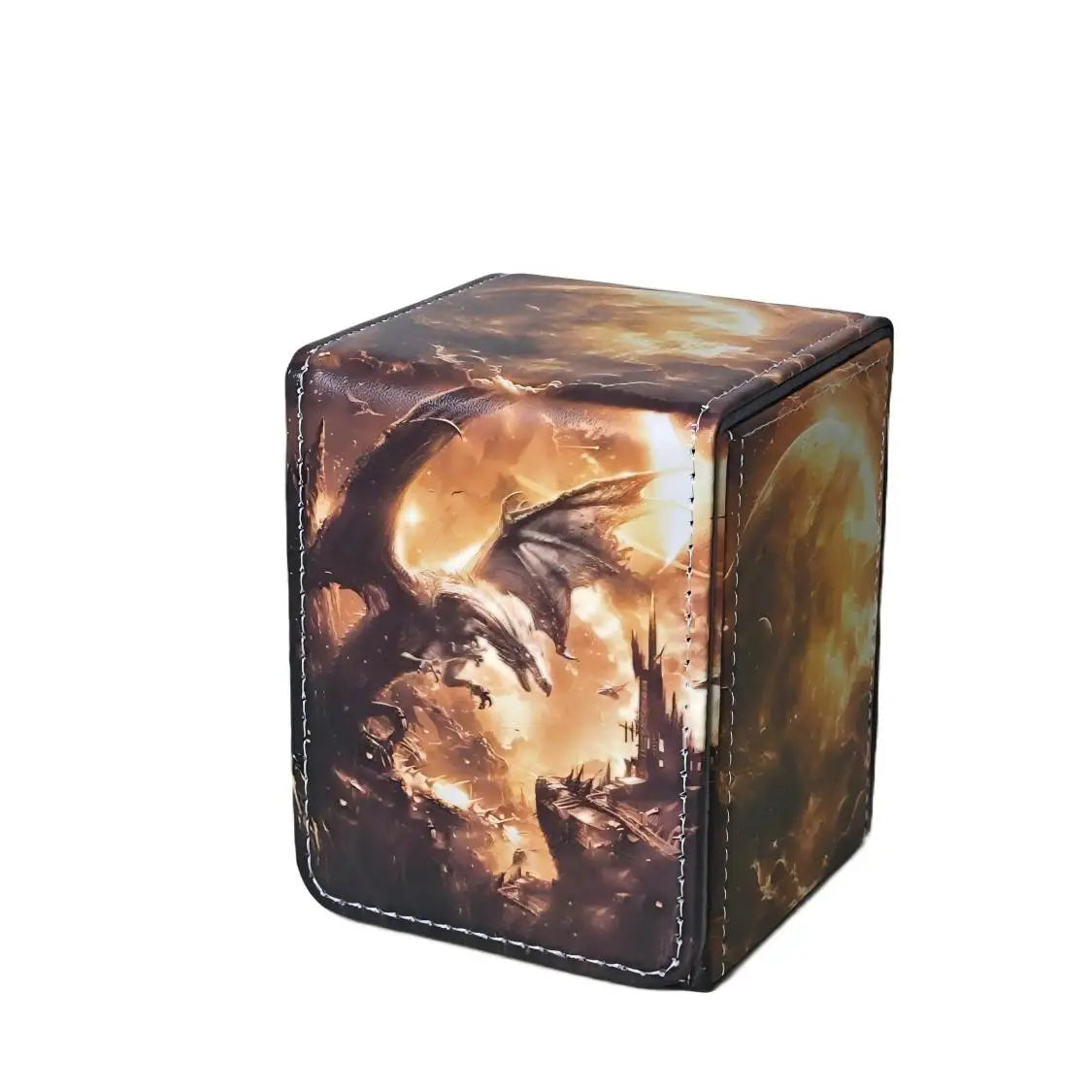 Premium Pu Leather Card Box Compatible with Mtg Cards - Can Hold More Than 100 Single Set Cards, Trading Card Storage Box Suitable for Tcg/Ptcg/Ygo Cards, Sports Card Holder with 2 Dividers, 4 Designs to Choose From, Card Org