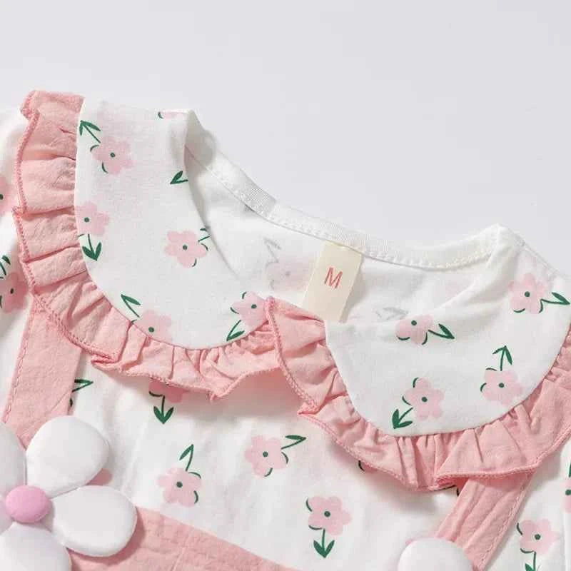 Baby Girl Dress Summer Small Floral Print Lace Lapel Cute Baby Girl Dress Summer Vacation Two Cute Baby Girl Dresses