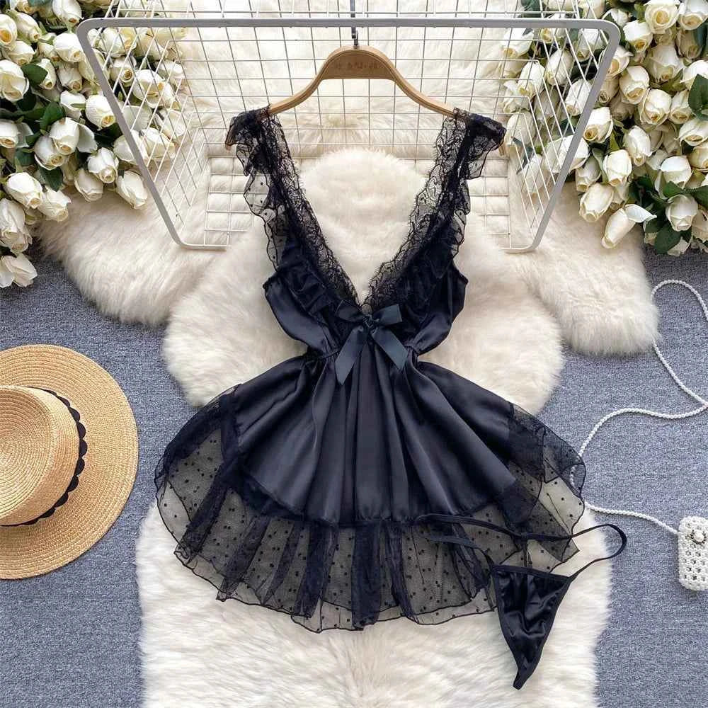 Girls Sexy Cute Japanese JK Uniform  Mini Checkered Strap Skirt Off Shoulder High Waist Elastic Cosplay Dress Hot Sweet Pajama