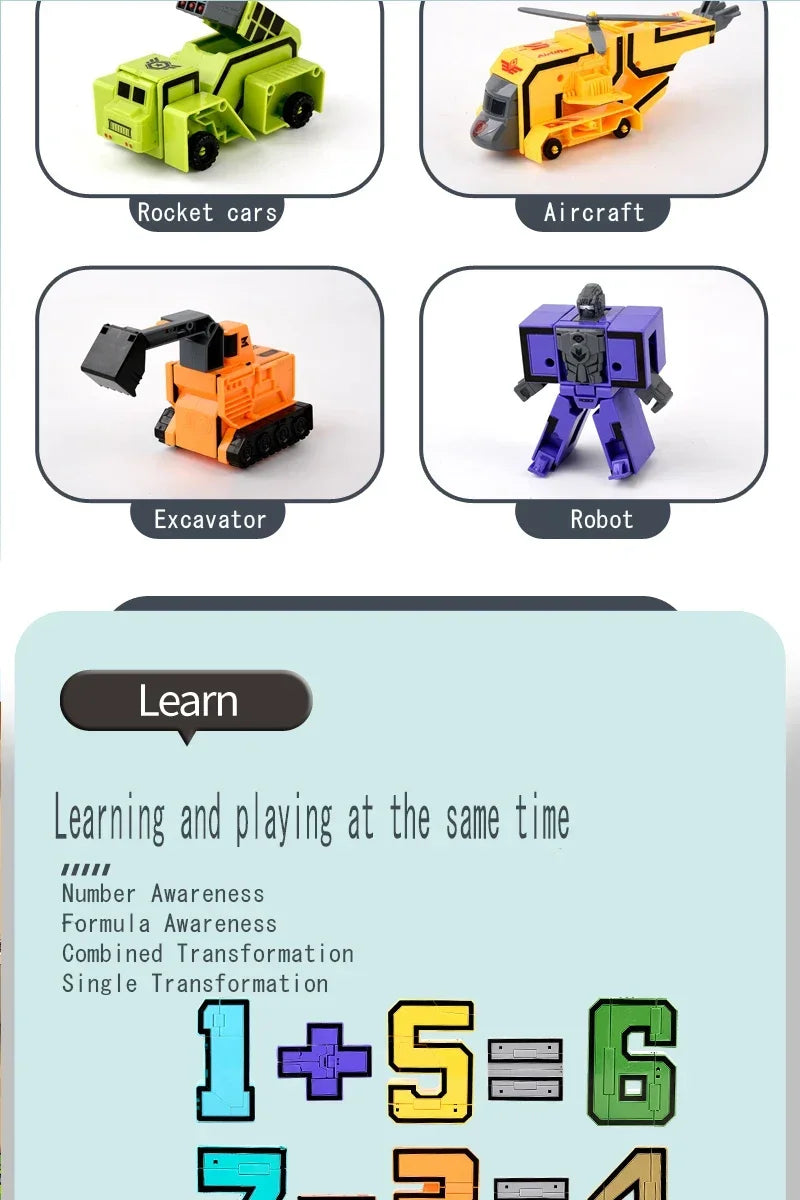 Kids Educational Deformation Toys: Digital Number Bots & Tank Warrior Transformation Robots