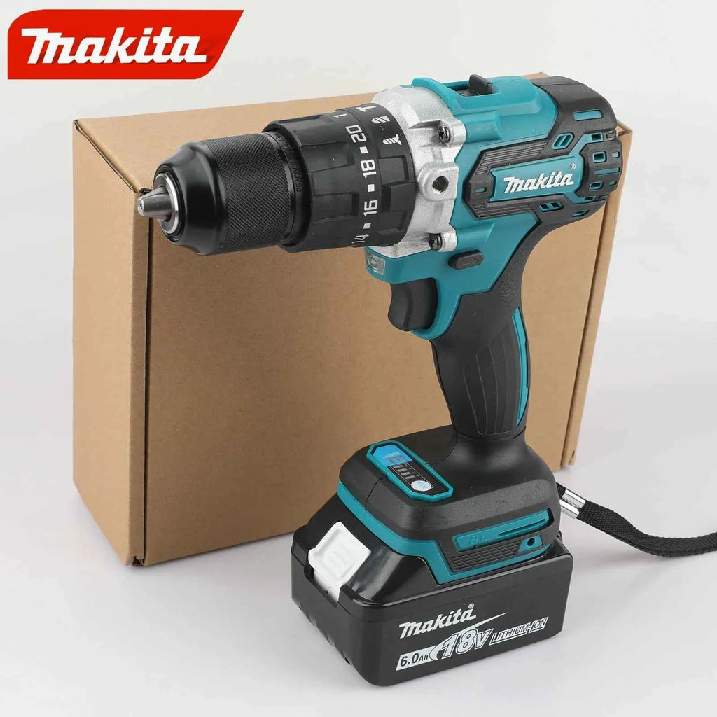 Makita DDF487 13mm red and black brushless household 18V lithium-ion charging impact drill, high torque electric screwdriver