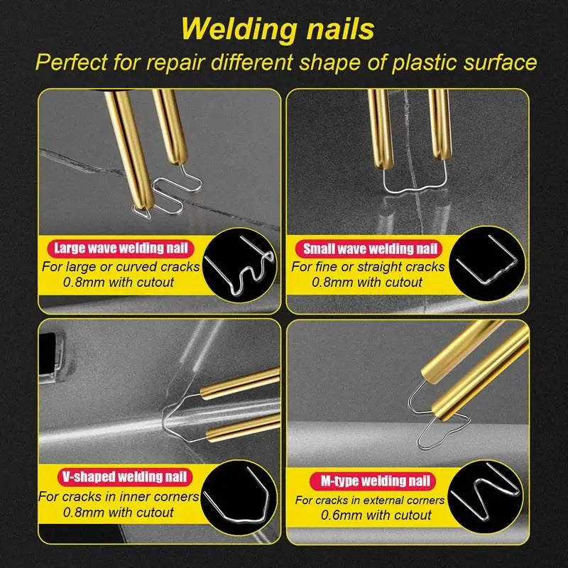 Mini 100W Plastic Welding Machine Plastic Welder Gun 200pcs Hot Stapler Bumpers Heat Gun Plastic Welder Soldering Repair Tools