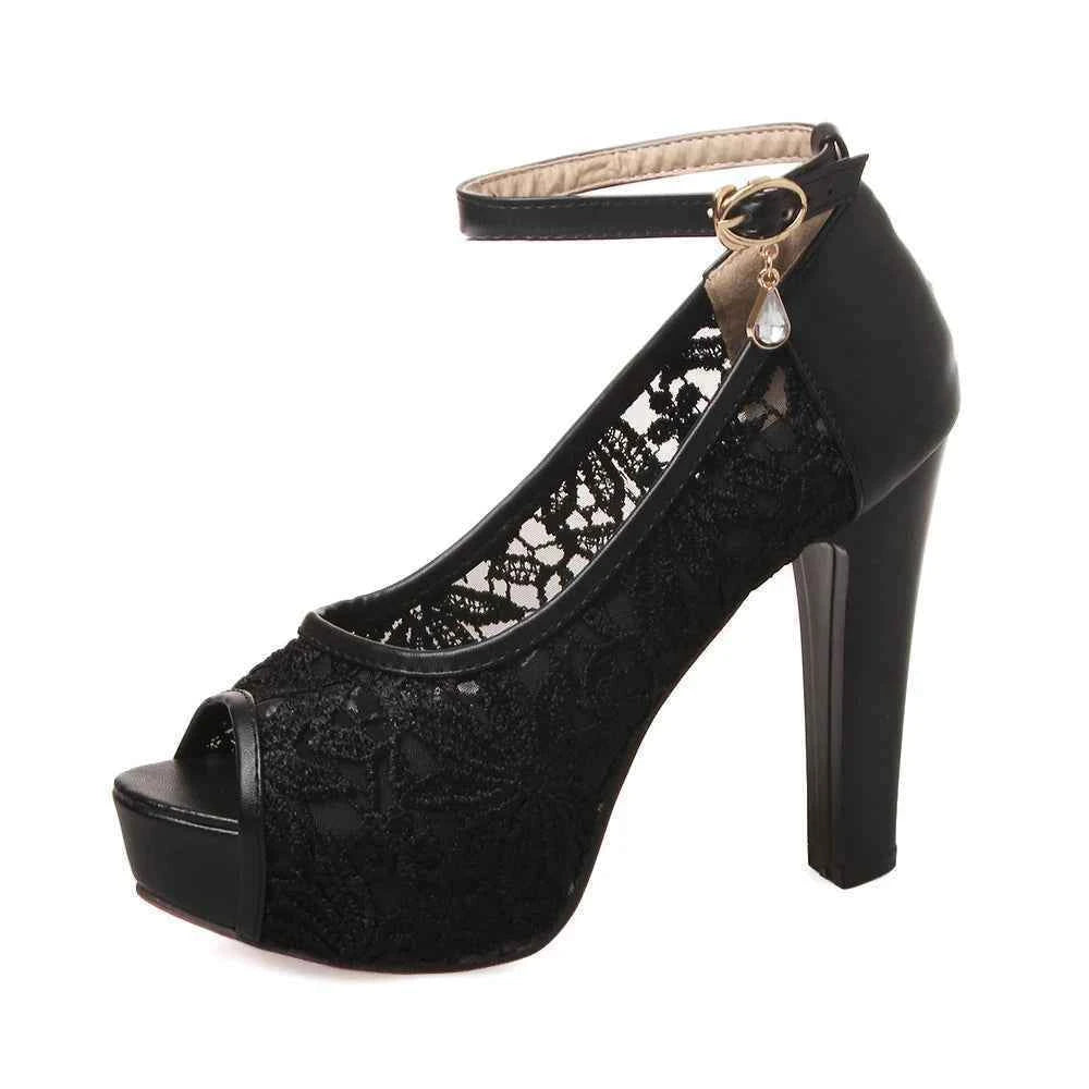 Lace Wedding Shoes Woman Peep Toe High Heels Women Shoes Platform Heels Summer Pumps Women Shoes High Heel Sandals tacones mujer