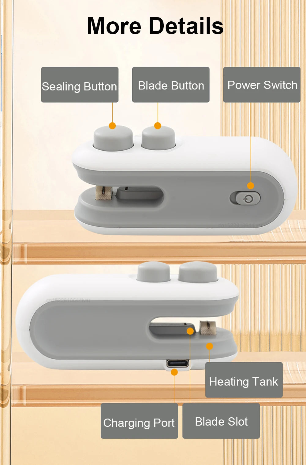 Mini Bag Sealer 2 in 1 Heat Sealer with Cutter Snack Bag Sealer Portable Resealer Machine for Plastic Bags Food Storage