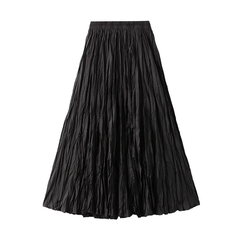 Fashion Pleated A-line Skirts for Women Casual Saia Midi Harajuku Long Skirt Jupe Femme Vintage Streetwear Faldas Woman Clothes