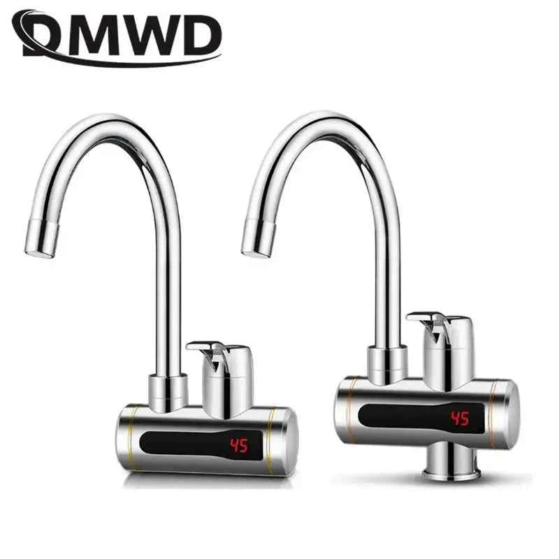 DMWD Tankless Electric Hot Water Heater Universal Hose Faucet Kitchen Instant Heating Tap Water Heater LED Temperature Display