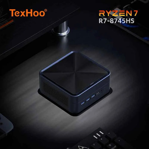 AittactXTexHoo MINI PC AMD R7 8745HS 7840HS 7735HS R5 6600H DDR5 NVMe Dual HDMI DP 4K Wifi6 WDesktop Gaming Computer