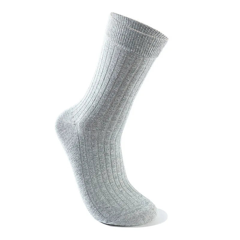 5 Pairs Socks Men's Mid-tube Sweat Absorption Business Sports Black Solid Color Stockings Autumn Winter Double Needle Breathable