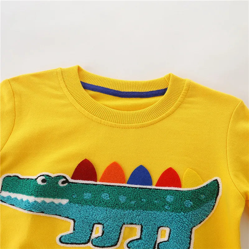 Jumping Meters Autumn Spring Children's Sweatshirts With Animals Print Hot Selling Sport Kids Fashion Shirts Tops