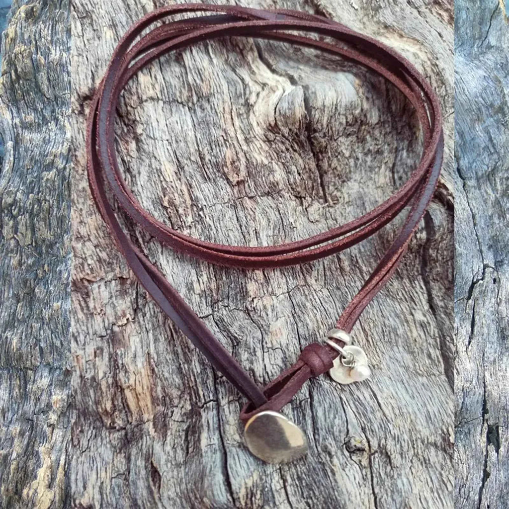 Bohemian Style Necklace for Women Leather Rope Turquoise Pendant Ethnic Vintage Simple Jewelry Gifts Necklace Accessories