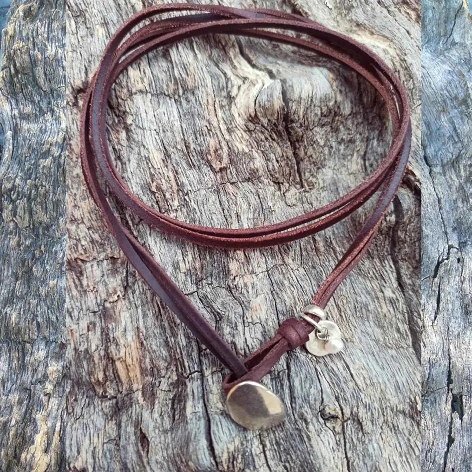 Bohemian Style Necklace for Women Leather Rope Turquoise Pendant Ethnic Vintage Simple Jewelry Gifts Necklace Accessories