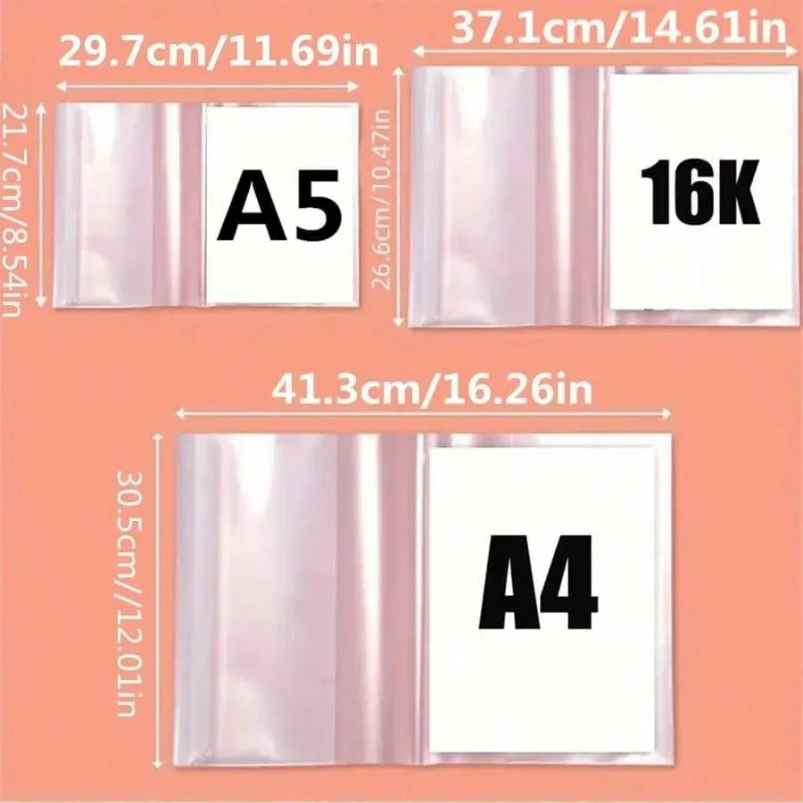10 pcs Transparent Plastic Book Covers Waterproof And Wear-Resistant for A4/16K/A5 Books Ideal Student Back-to-School Supplies