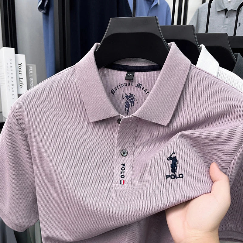 Luxury brand short sleeve silky cotton polo shirt summer new business men's T-shirt Paul Pony embroidered breathable casual top