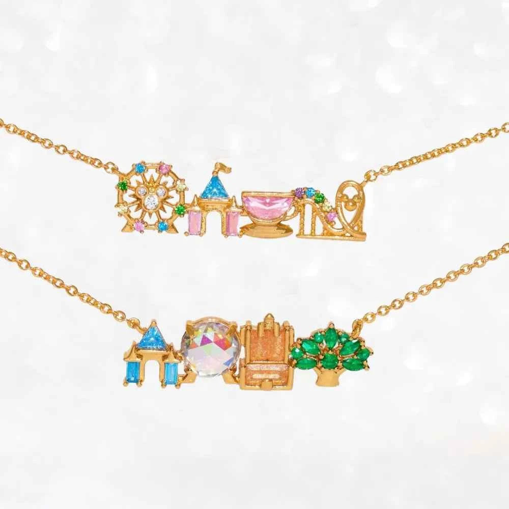 Exquisite Colored Zircon Inlaid Amusement Park Pendant Necklace Cute Sweet Design Versatile Fashion Jewelry Accessory