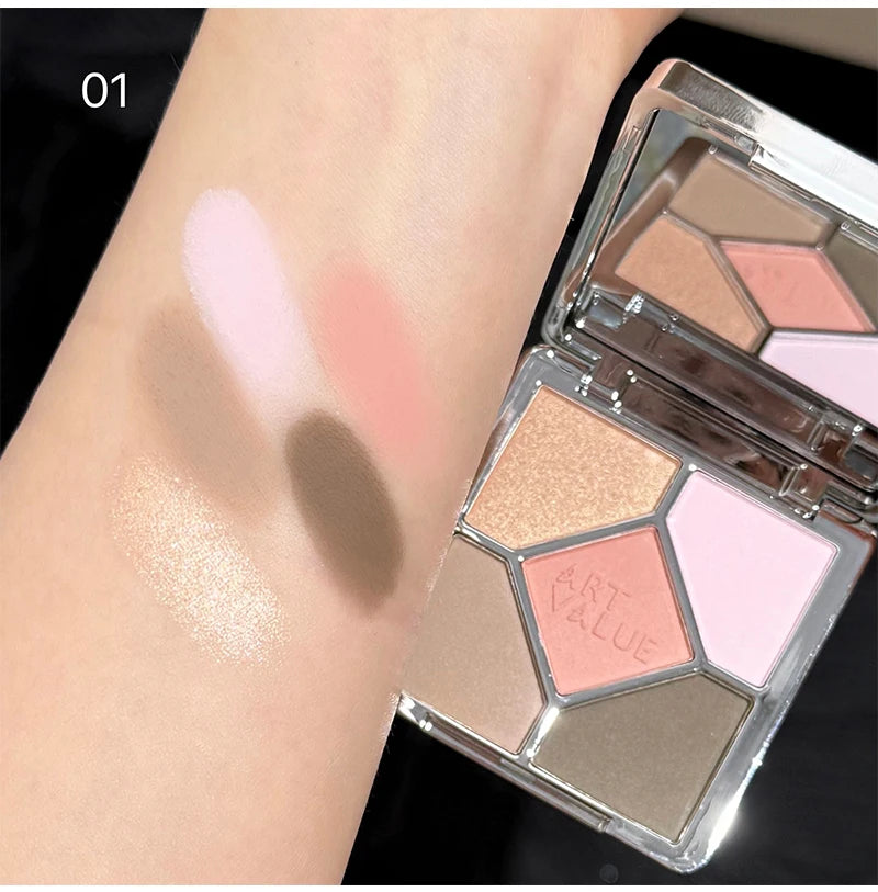5 Colors Eyeshadow Palette Purple Glitter Pearlescent Matte Eye Shadow Shimmer Makeup Long Lasting Women Beauty Eye Cosmetics