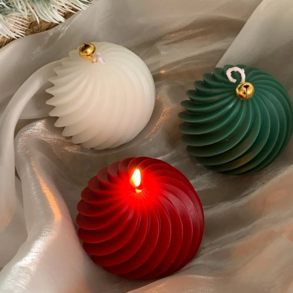 1-21pcs Rotate Ball Silicone Candle Mold Golden Bell DIY Resin Plaster Making Kit Handmade Christmas Souvenirs Winter Home Decor