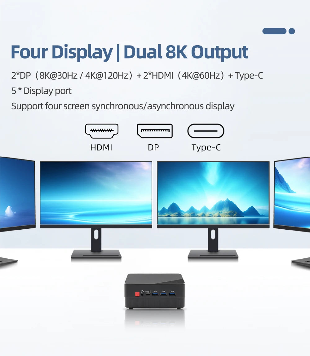 TexHoo Mini PC Computer Gaming AMD Ryzen7 5700U R5 4500U Intel Core i5 1335U CPU  NUC Office DDR4 DDR5 NVMe WIFI6