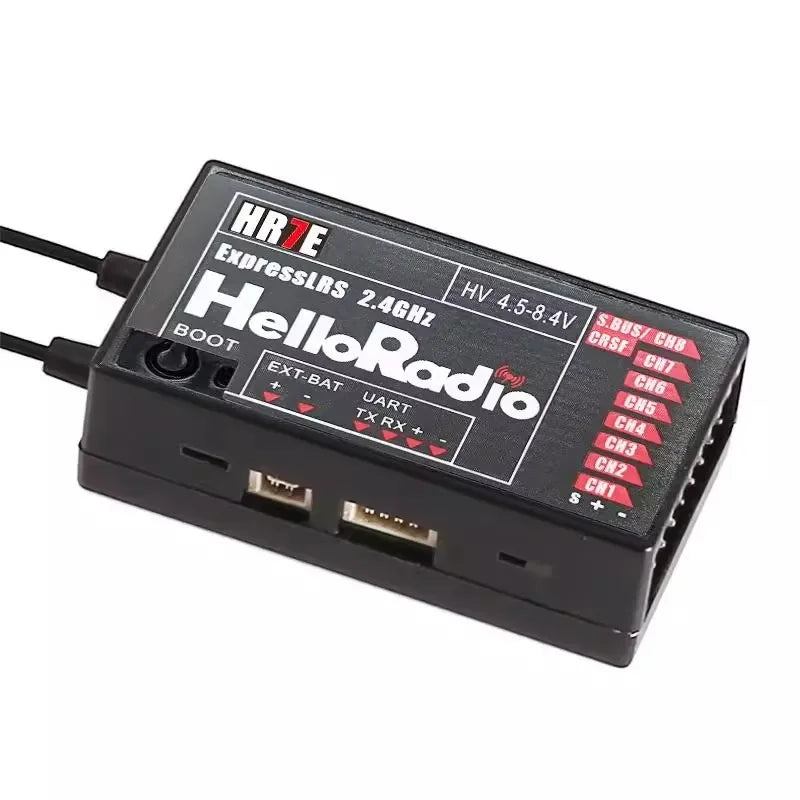 HelloRadio HR7E ELRS PWM 7CH Receiver - 2.4G for Fixed Wing Aircraft, Remote Control Drones and Model Airplanes