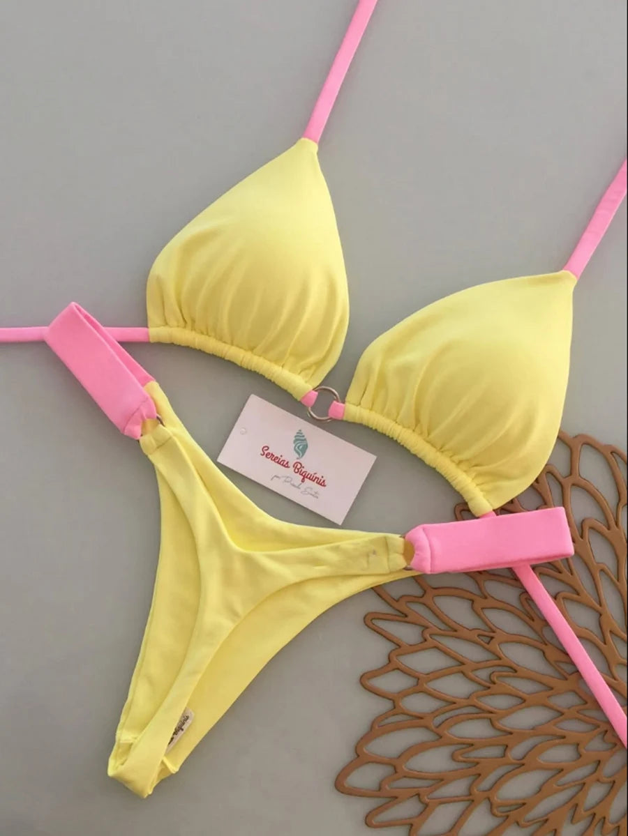 Micro Bikinis 2026 Women Swimsuit New Sexy Swimwear Halter Bikini Set Brazilian Biquini Female Thong Beachwear Party Wear