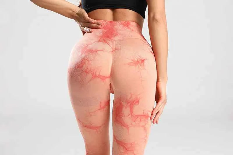 Tie Dye Seamless Gym Leggings Women Push Up Women Mallas Sports Fitness Contour Yoga Running Pants Elastic  Leggins