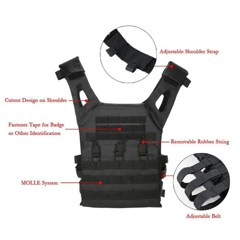 JPC Molle Plate Carrierr Lightweight Tactical Vest With EVA Foam Board CS Game Jungle Security Equipment Wearing Hunting Vest