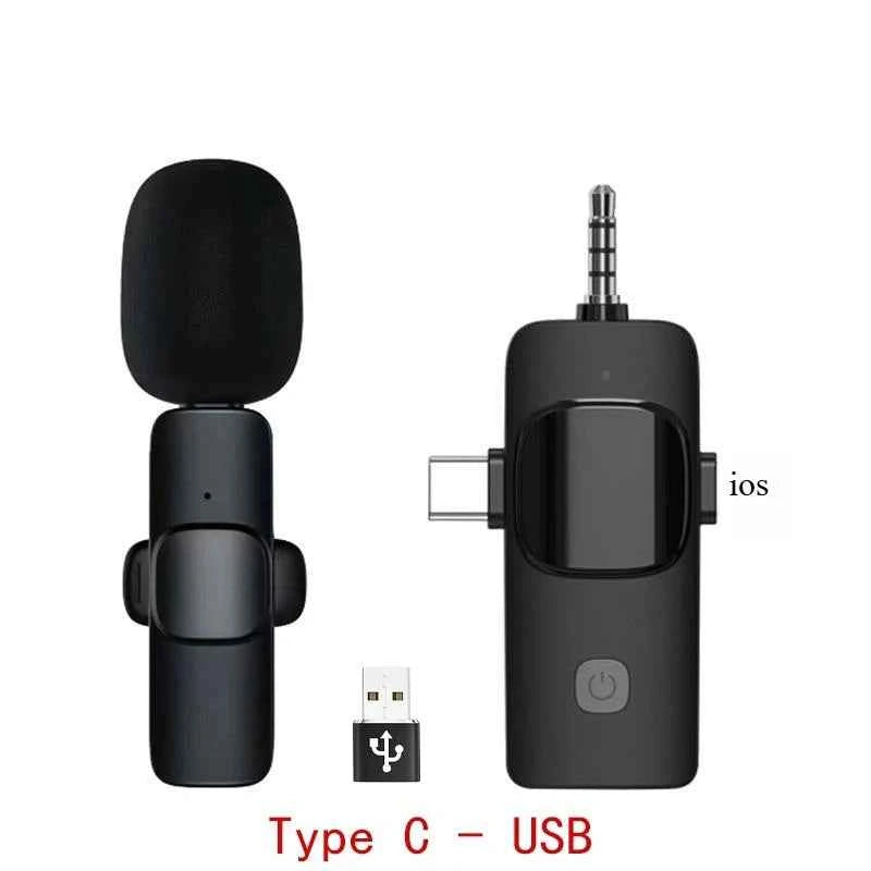 Wireless Lavalier Microphone 2.4G Audio Video Recording Noise Cancelling for iPhone iPad Android Xiaomi Samsung Live Game Mic