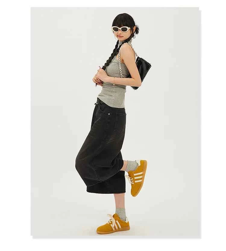 Fashion Harajuku Vintage High Waist 2000S Blue Denim Shorts Women's Casual Loose Fit Y2K Punk Streetwear Style Baggy Shorts
