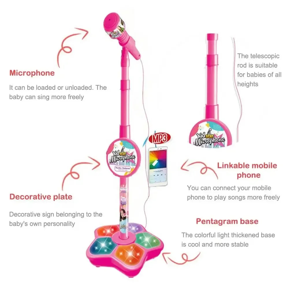 Kids Microphone Stand Toy Portable Children's Karaoke Electronic Durable Party Karaoke Microphone Stand Kids Karaoke Machine