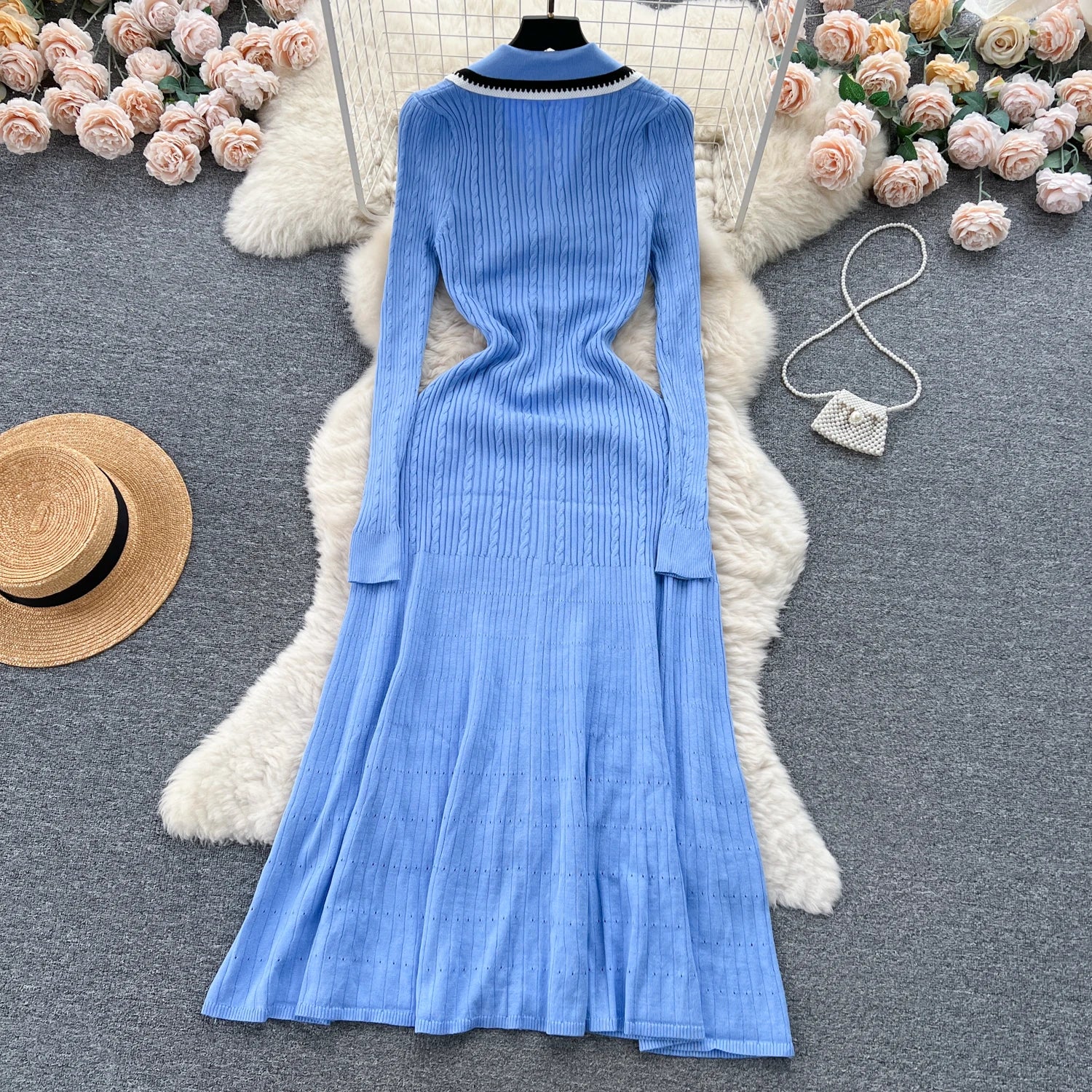 SINGREINY Autumn Winter Wear Dress Women Polo Single Breasted Pocket Design Bodycon Knitting Temperament Sweater Long Dresses