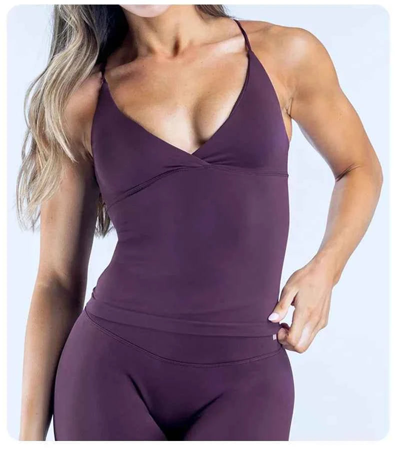 Women Seamless Cross Sports Vest Gym Yoga Tops with Padded  Sexy Backless Workout Fitness Camisole Running Sports Tops Summer