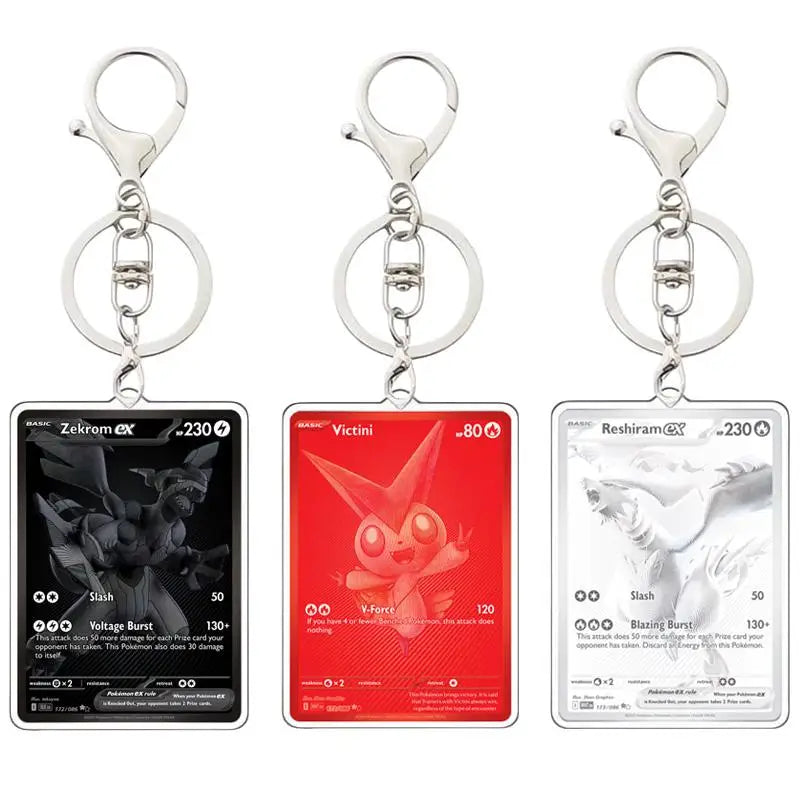 Pokemon PTCG Acrylic Keychain English Version Sv11B W Sar Bwr Reshiram Zekrom Victini N Acrylic Card Keychain Pendant 3.4X5.2Cm