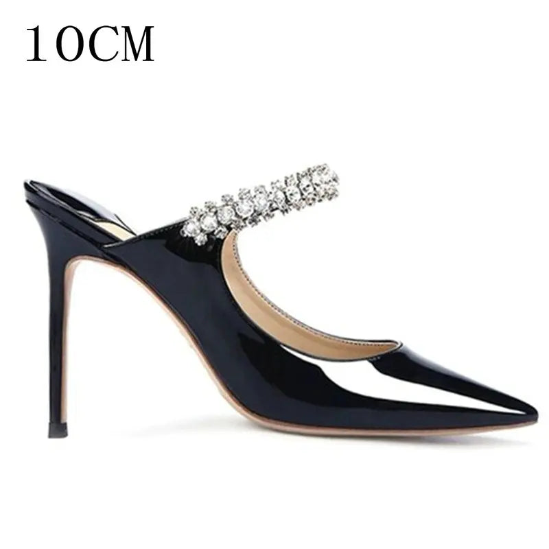 2025 Fashion Women Slippers Pointed Toe High Heels Sandals Sexy Stripper Party Slides Mule Ladies Shoes Slingbacks Slides