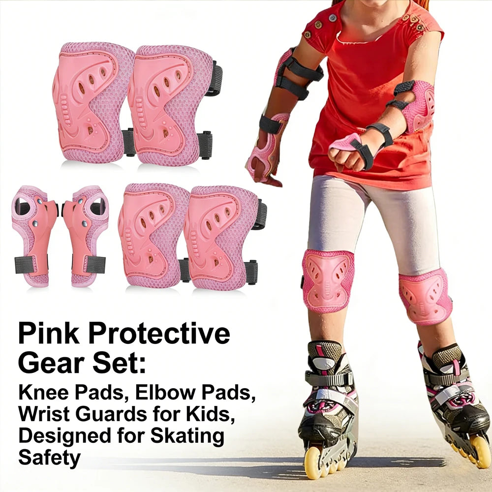 Kids Knee Pads and Elbow Pads Set with Wrist Guard 3 in 1 Kids Protective Gear Set for 3-10 Years for Skateboarding, Skiing, Cyc