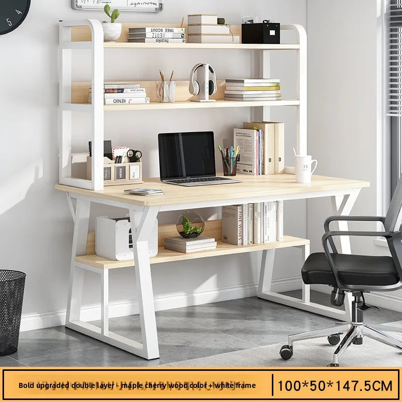 Stable Computer desk desktop desk bookshelf integrated writing desk household small apartment simple hole board desk