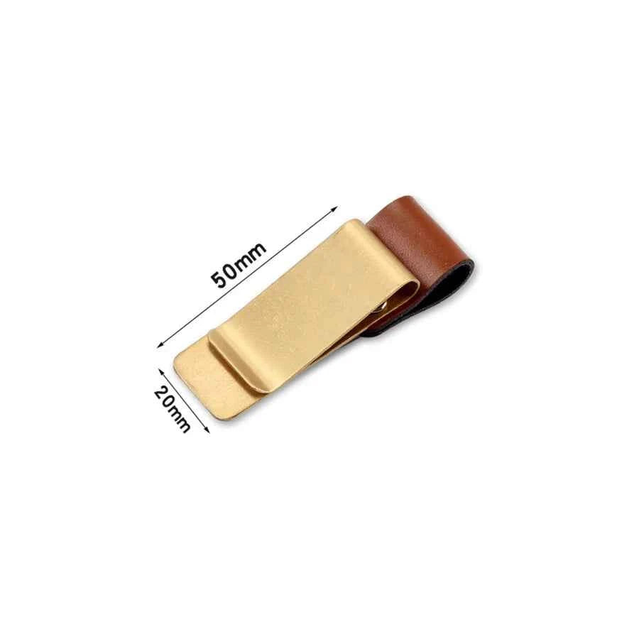 Handmade Leather Brass Stainless Steel Pen Holder Clip Journal Notebook Paper Folder Writing Office Supplies