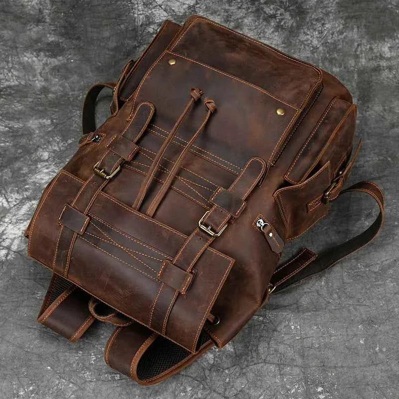 2025 New Arrivals Leather Backpack For Men Male Genuine Leather Laptop Travel Backpack 17 Inch Daypack Shoold Bag Men Male Large